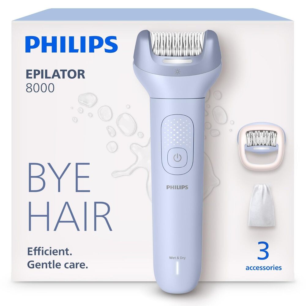 Philips Epilator Series 8000 Cordless Wet Dry 3 Accessories 60min BRE708/00
